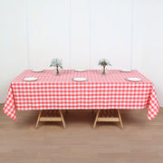 Buffalo Plaid Polyester Rectangle Tablecloth White/Watermelon Red