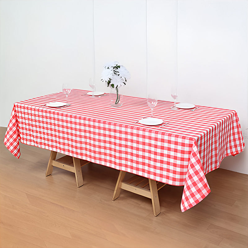 Buffalo Plaid Polyester Rectangle Tablecloth White/Watermelon Red