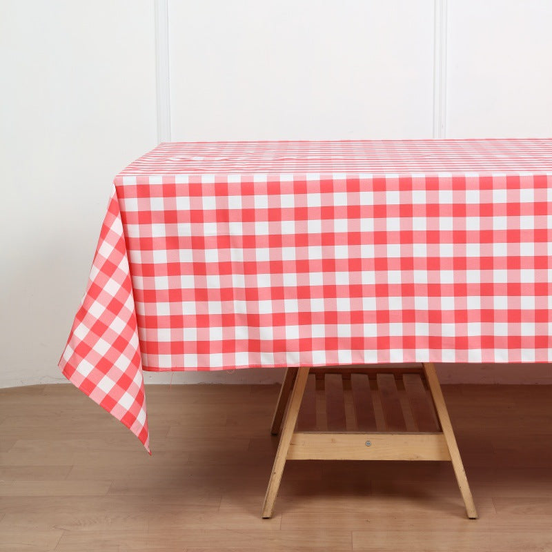 Buffalo Plaid Polyester Rectangle Tablecloth White/Red