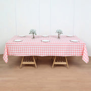 Buffalo Plaid Polyester Rectangle Tablecloth White/Rose Red