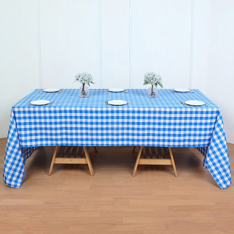 Buffalo Plaid Polyester Rectangle Tablecloth White/Light Blue