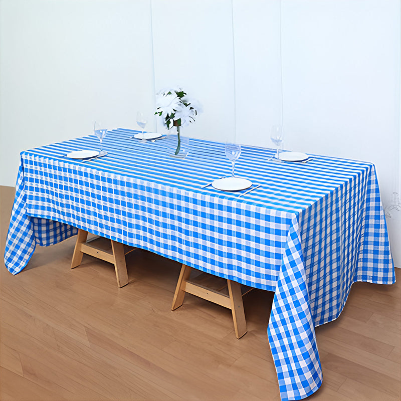 Buffalo Plaid Polyester Rectangle Tablecloth White/Light Blue