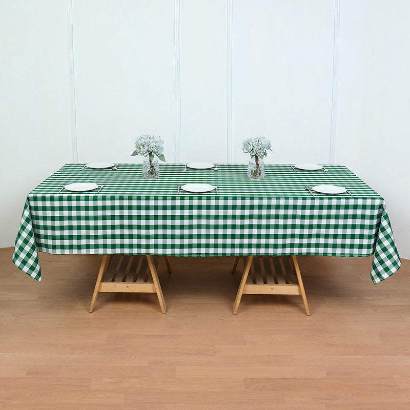 Buffalo Plaid Polyester Rectangle Tablecloth White/Green