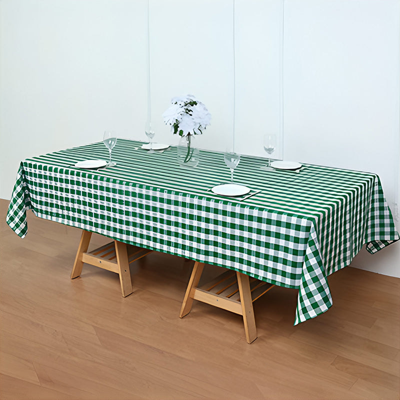 Buffalo Plaid Polyester Rectangle Tablecloth White/Green