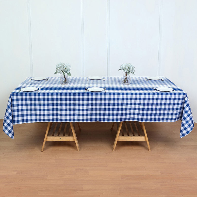 Buffalo Plaid Polyester Rectangle Tablecloth White/Dark Blue