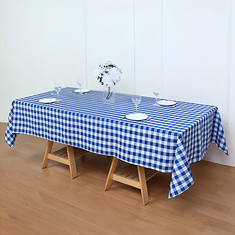 Buffalo Plaid Polyester Rectangle Tablecloth White/Dark Blue