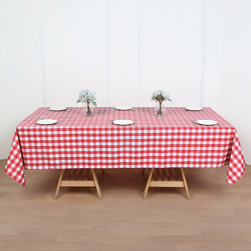 Buffalo Plaid Polyester Rectangle Tablecloth White/Red