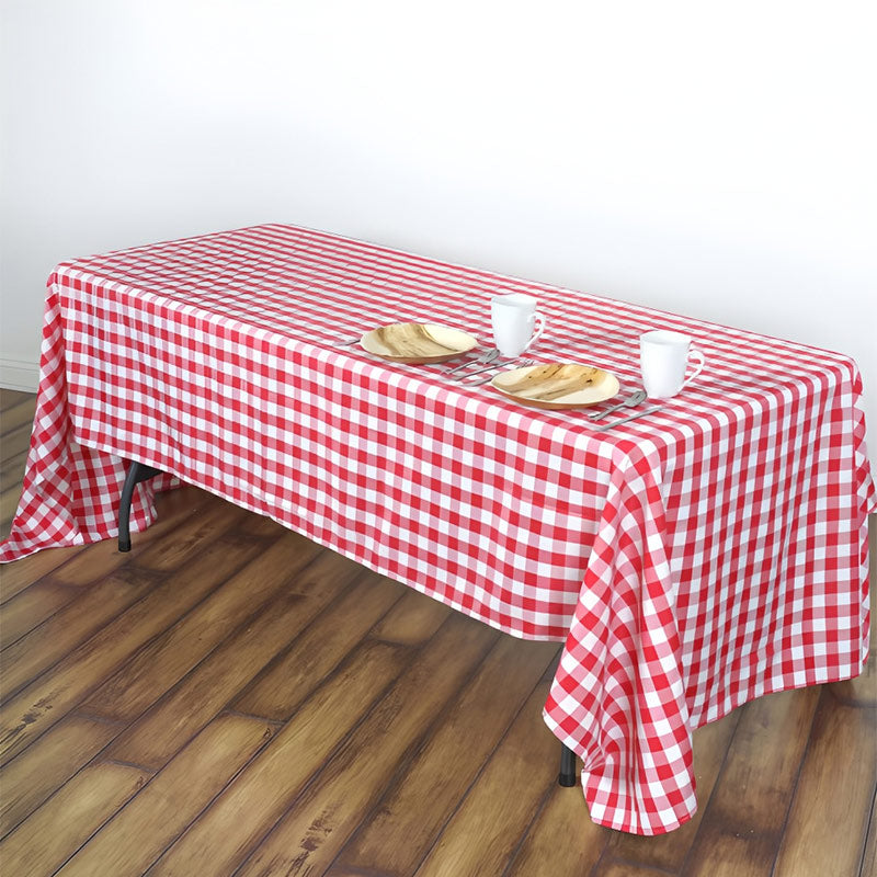 Buffalo Plaid Polyester Rectangle Tablecloth White/Red
