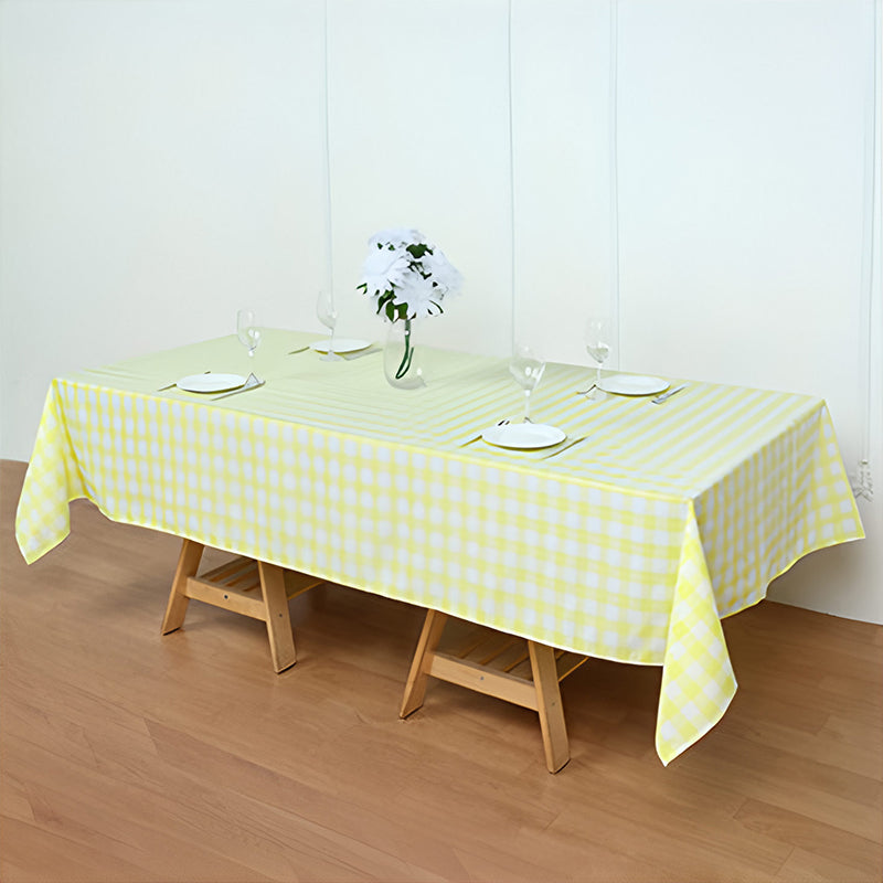 Buffalo Plaid Polyester Rectangle Tablecloth White/Yellow