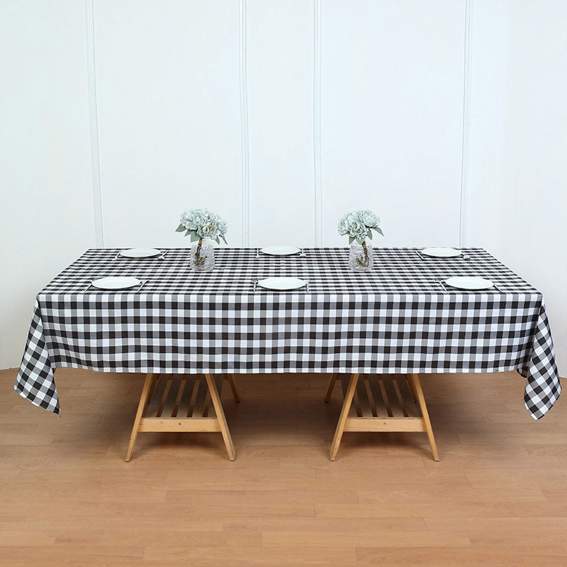 Buffalo Plaid Polyester Rectangle Tablecloth White/Black