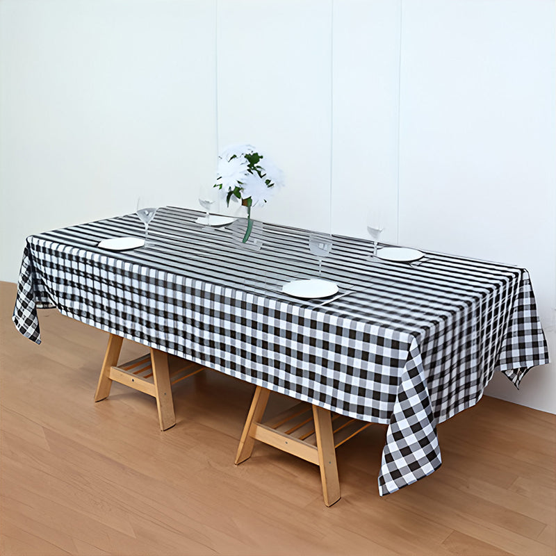 Buffalo Plaid Polyester Rectangle Tablecloth White/Black