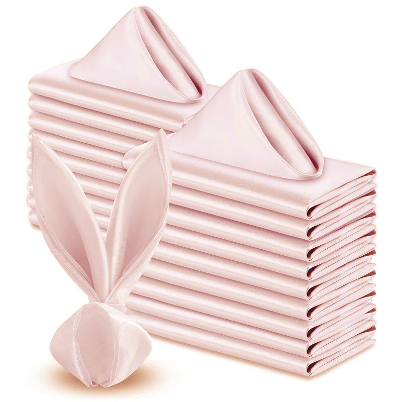 5 Pc Satin Napkin 17"x17" Light Pink