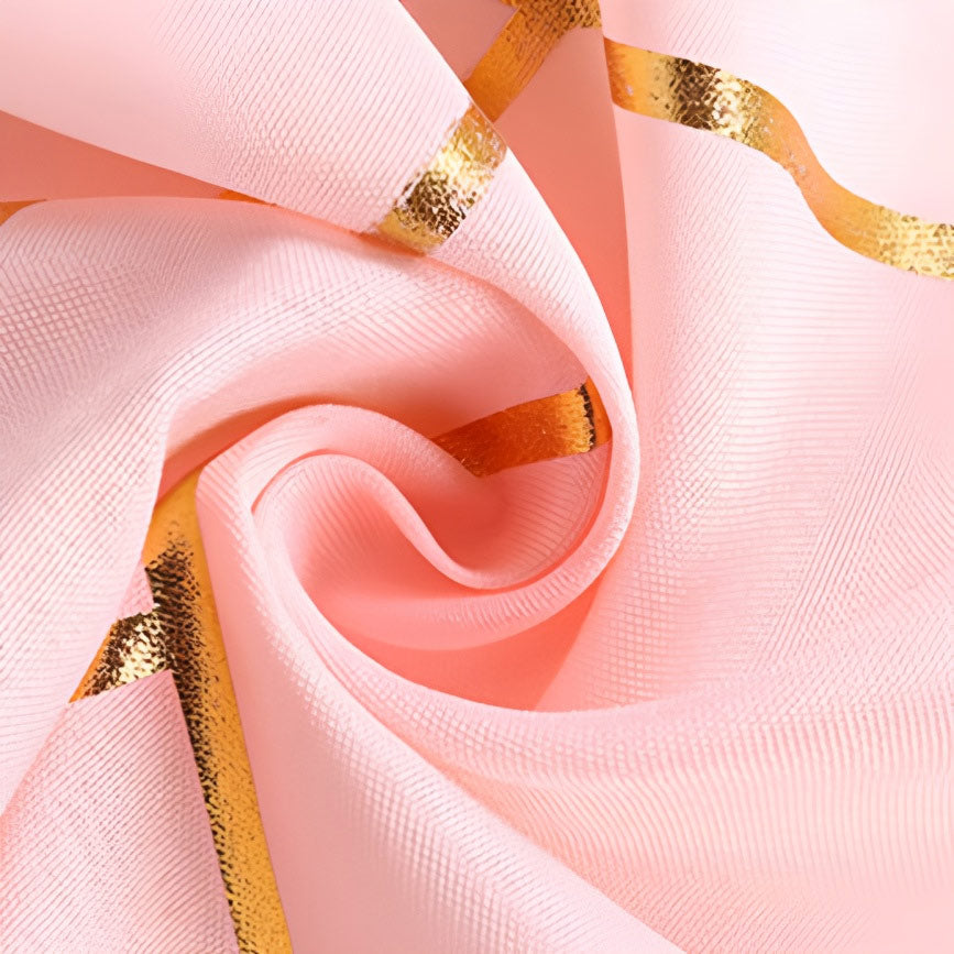 Polyester Rectangle Tablecloth With Gold Foil Geometric Pattern 60"x102" Light Pink