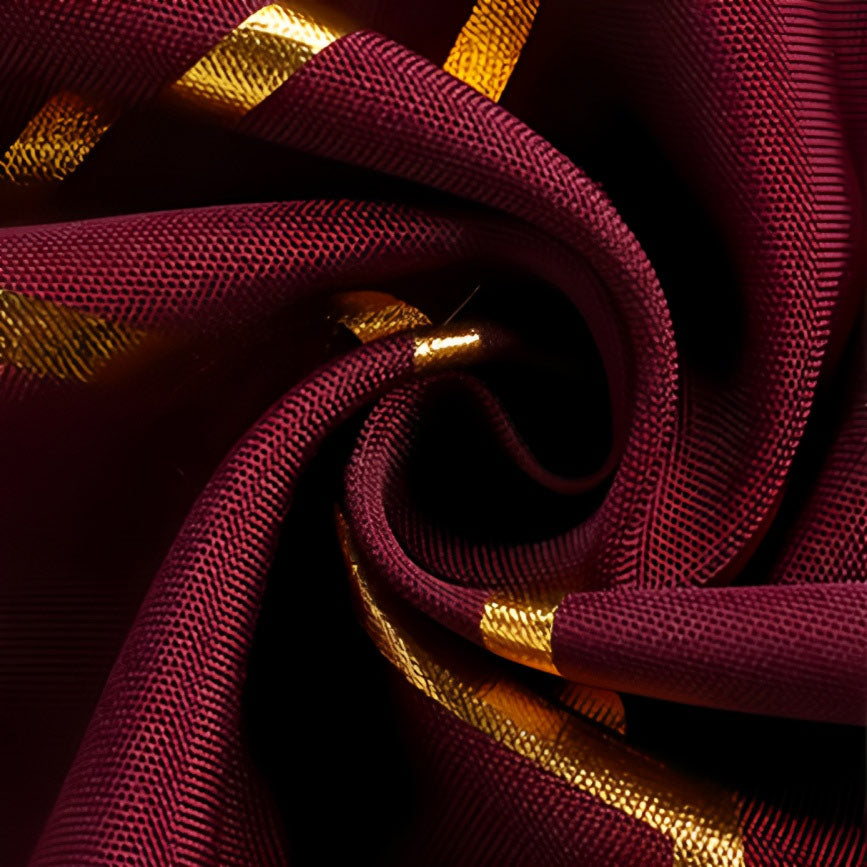 Polyester Rectangle Tablecloth With Gold Foil Geometric Pattern 60"x102" Wine Red