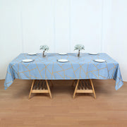 Polyester Rectangle Tablecloth With Gold Foil Geometric Pattern 60"x102" Gray Blue