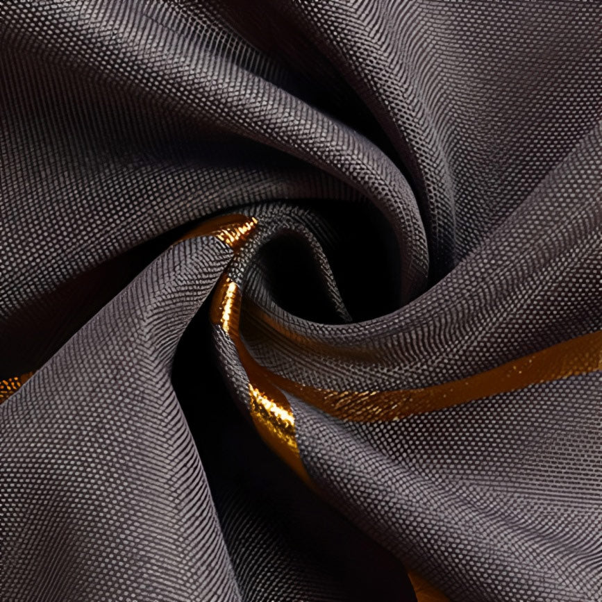 Polyester Rectangle Tablecloth With Gold Foil Geometric Pattern 90"x156" Dark Gray