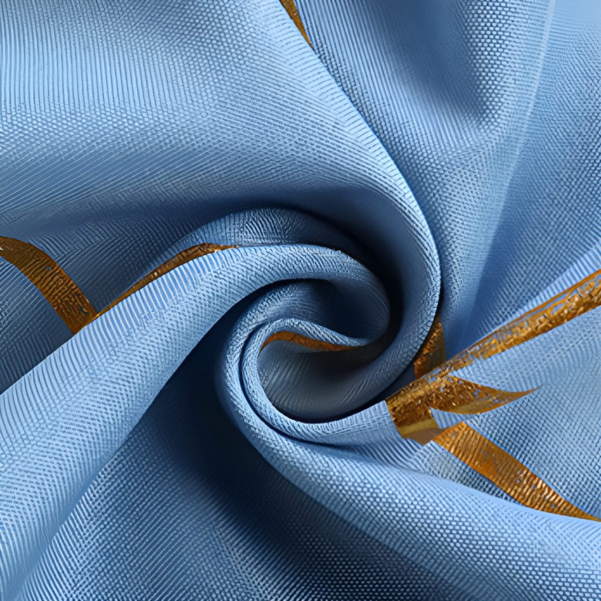 Polyester Rectangle Tablecloth With Gold Foil Geometric Pattern 90"x132" Gray Blue