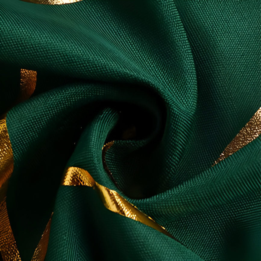 Polyester Rectangle Tablecloth With Gold Foil Geometric Pattern 90"x132" Dark Green