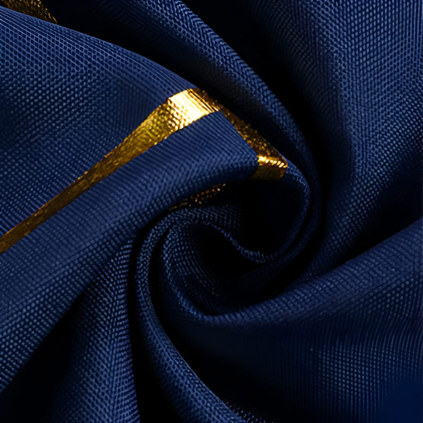 Polyester Rectangle Tablecloth With Gold Foil Geometric Pattern 60"x102" Navy Blue