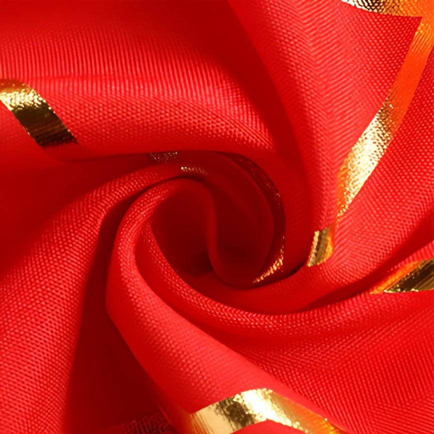 Polyester Rectangle Tablecloth With Gold Foil Geometric Pattern 90"x132" Red