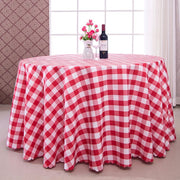 Polyester Fabic Round Checkered Tablecloth Outdoor Table Cloth Red
