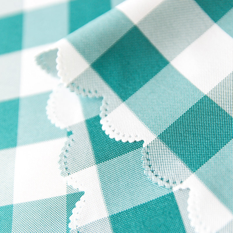 Polyester Checkered Round Tablecloth White/Red