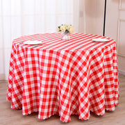 Polyester Checkered Round Tablecloth White/Red