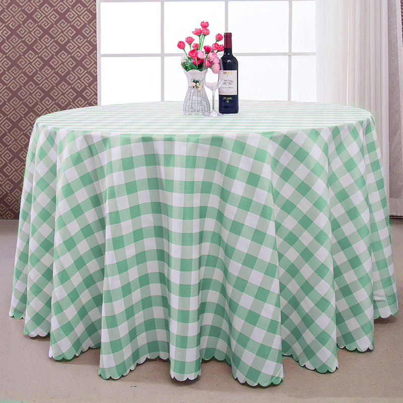 Polyester Fabic Round Checkered Tablecloth Outdoor Table Cloth Apple Green