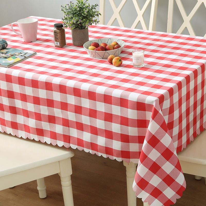 Polyester Checkered Square Tablecloth 54"x54" White/Red