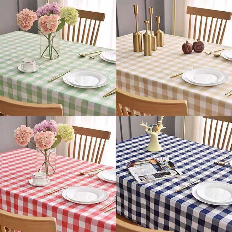 Polyester Checkered Square Tablecloth 54"x54" White/Red