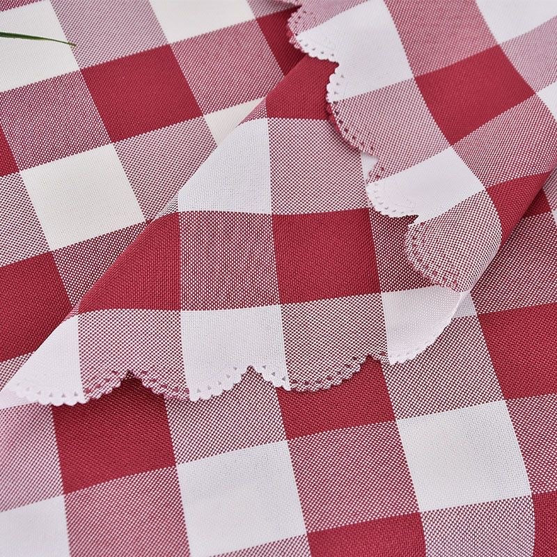 Polyester Checkered Square Tablecloth 54"x54" White/Red