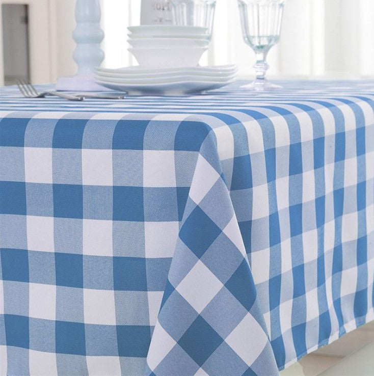 Polyester Checkered Square Tablecloth 54"x54" White/Red