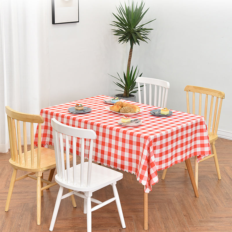 Polyester Checkered Square Tablecloth 54"x54" White/Red