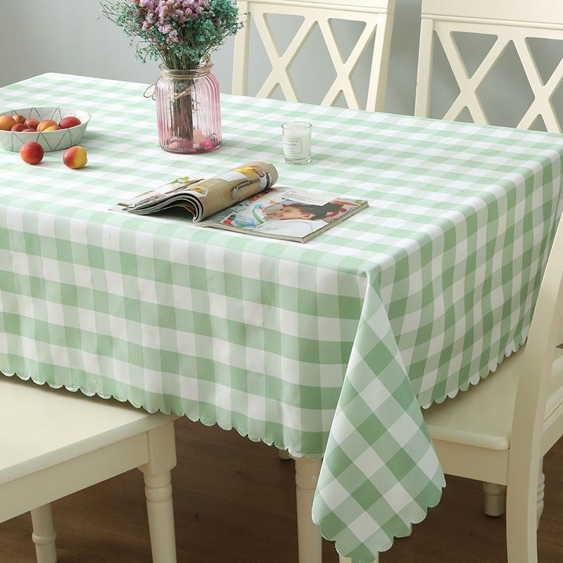 Polyester Fabic Square Checkered Tablecloth Outdoor Table Cloth Apple Green