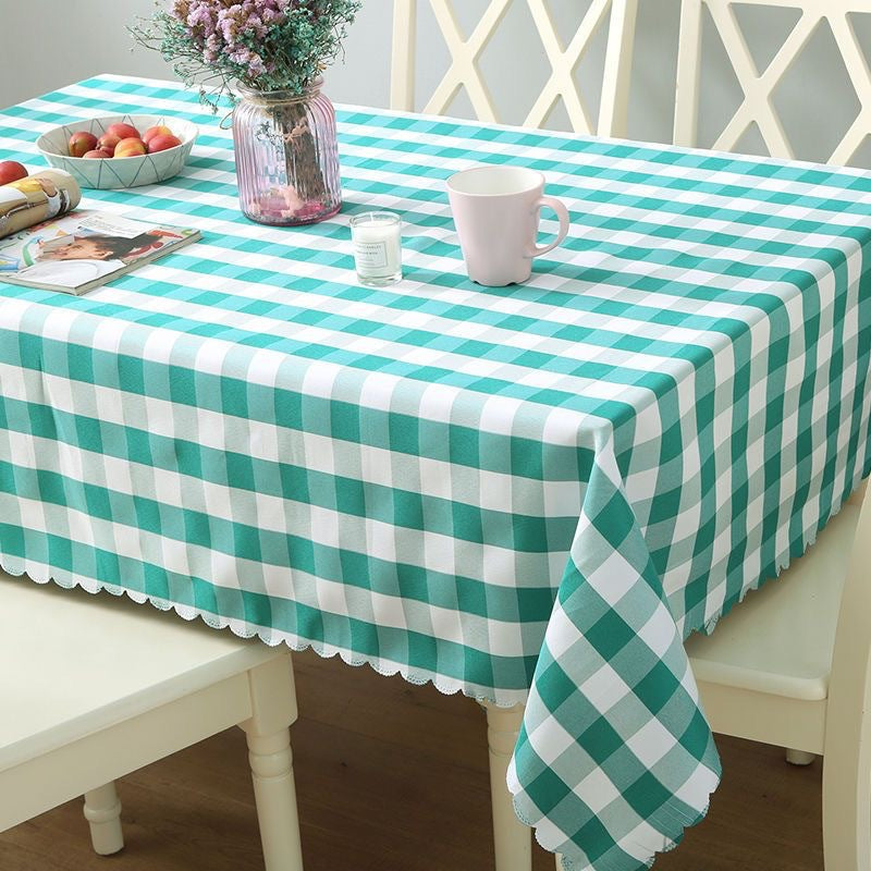 Polyester Fabic Square Checkered Tablecloth Outdoor Table Cloth Green