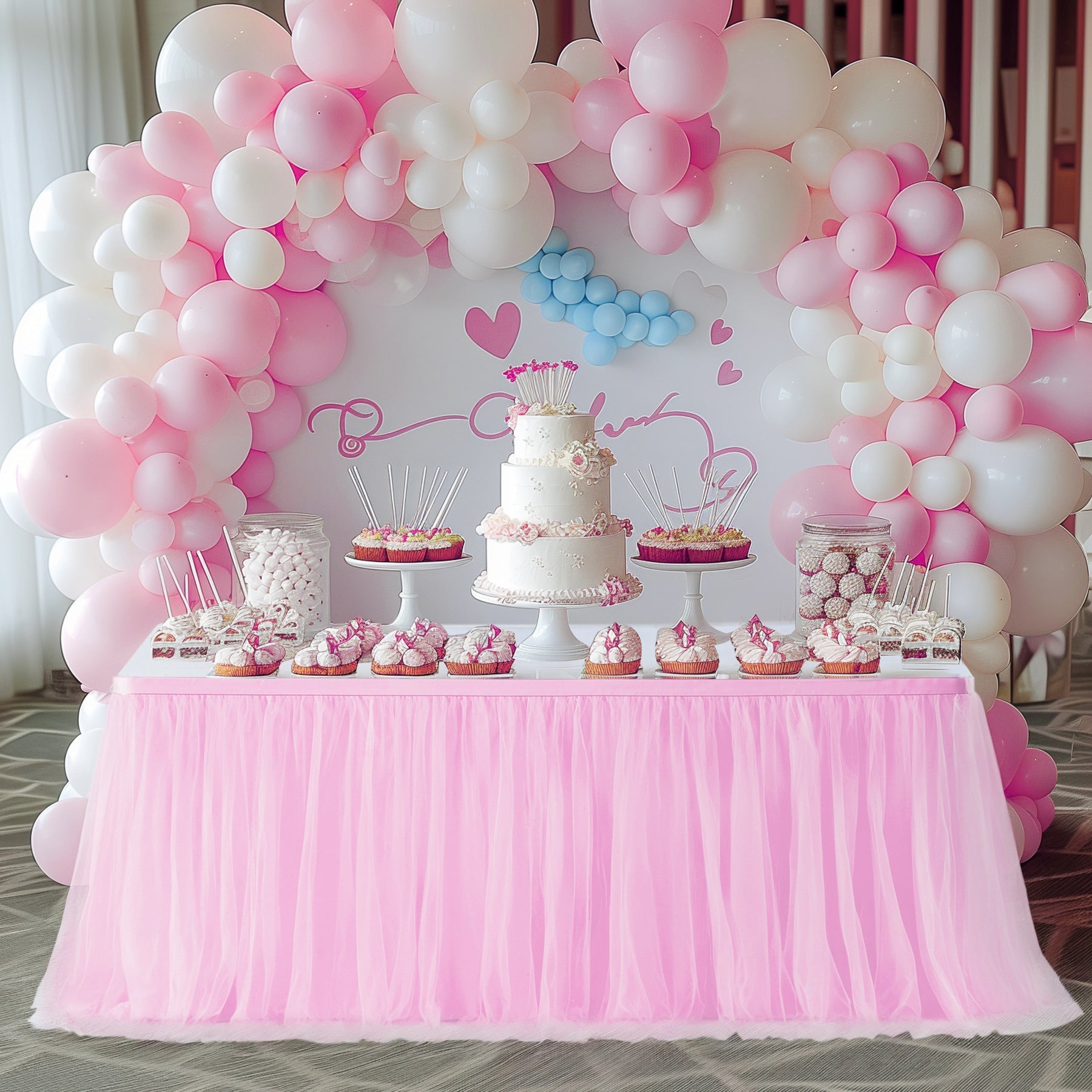 Polyester Table Skirt 14ft Pink