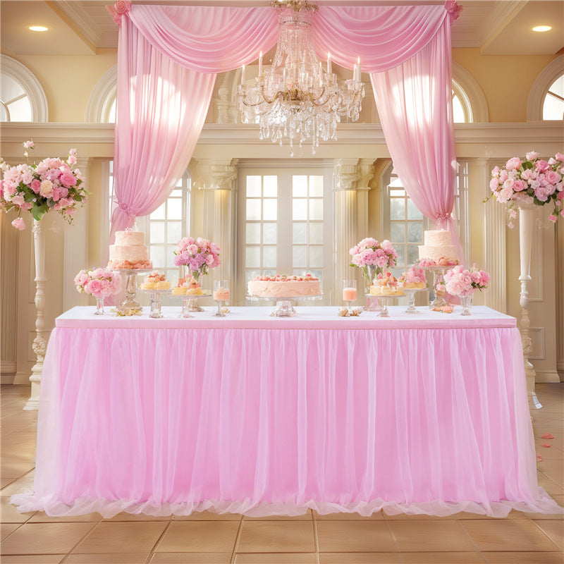 Polyester Table Skirt 14ft Pink