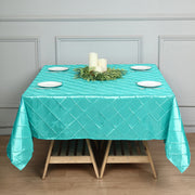 Polyester Solid Plaid Textured Tablecloth Square Lake Blue