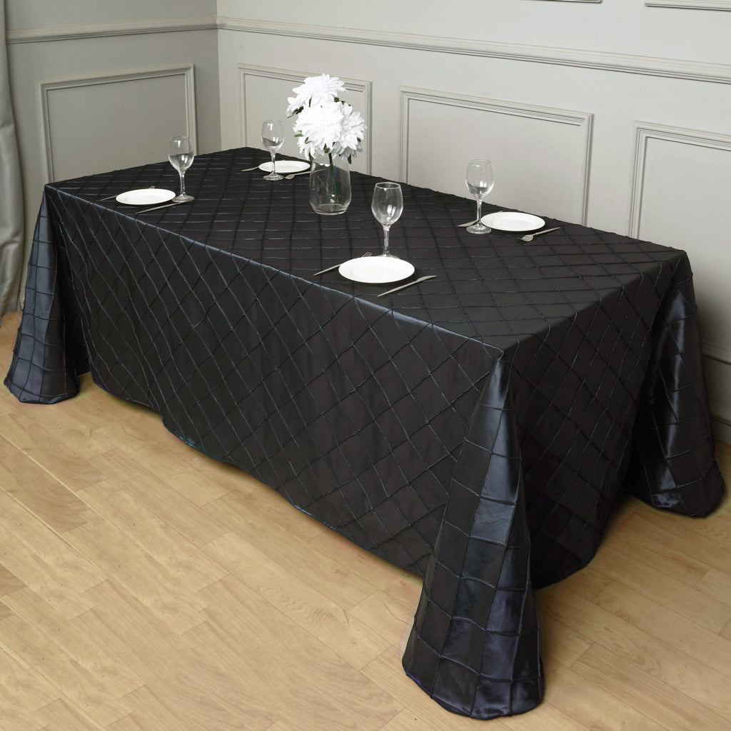 Polyester Solid Plaid Textured Tablecloth Rectangular Black