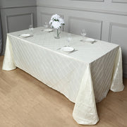 Polyester Solid Plaid Textured Tablecloth Rectangular Cream