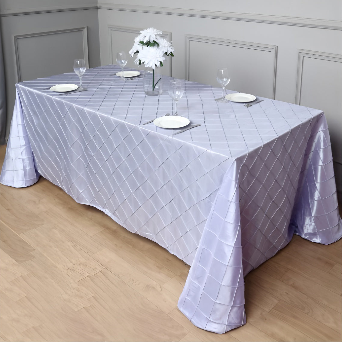 Polyester Solid Plaid Textured Tablecloth Rectangular Light Purple