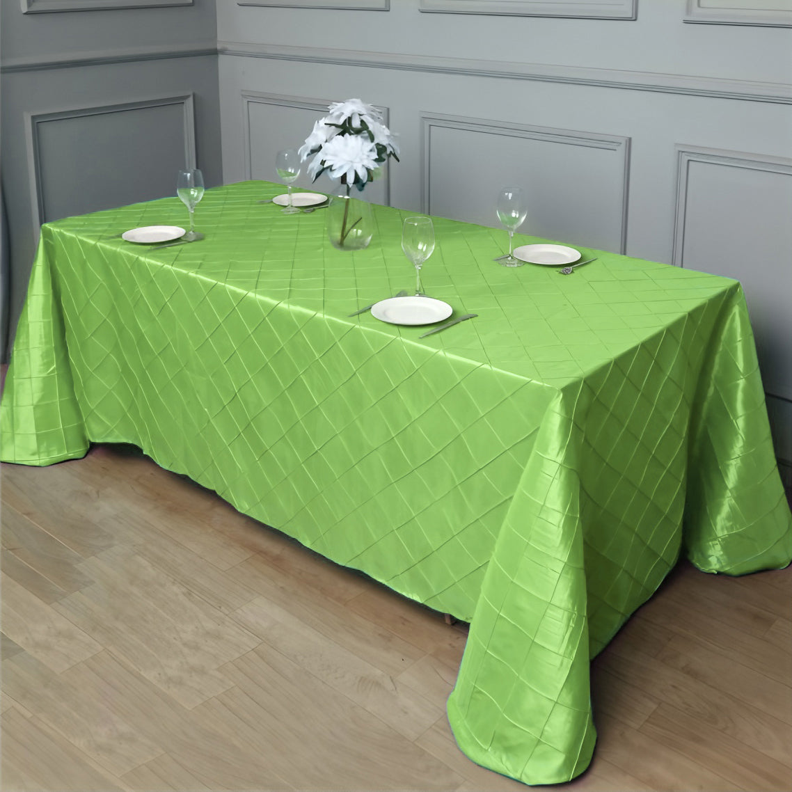Polyester Solid Plaid Textured Tablecloth Rectangular Fruit Green