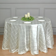Polyester Solid Plaid Textured Tablecloth Round 132" Cream