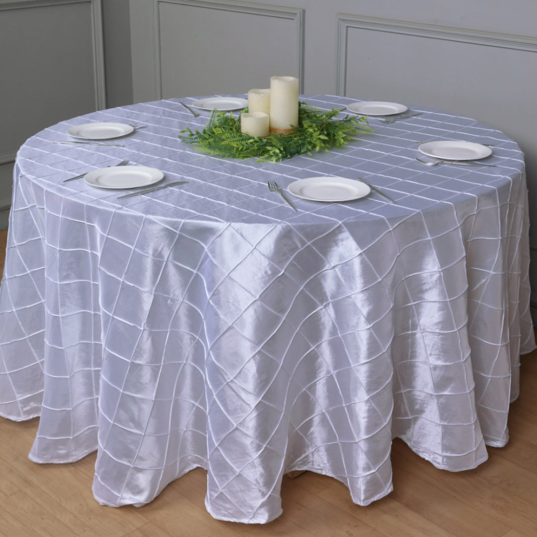 Polyester Solid Plaid Textured Tablecloth Round 132" Light Purple