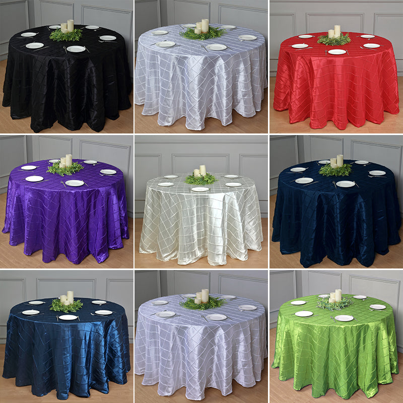 Polyester Solid Plaid Textured Tablecloth Round 132" Light Purple