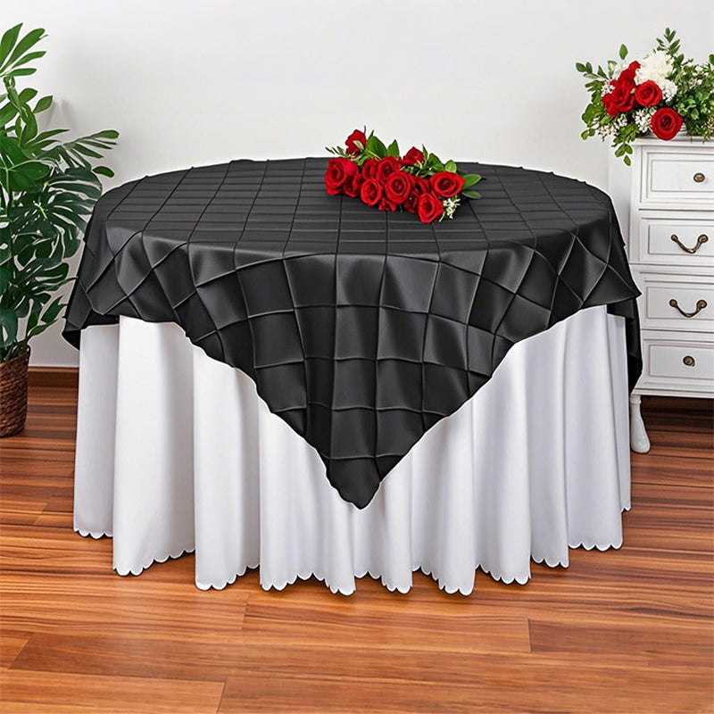 Polyester Solid Plaid Textured Tablecloth Square Lake Blue