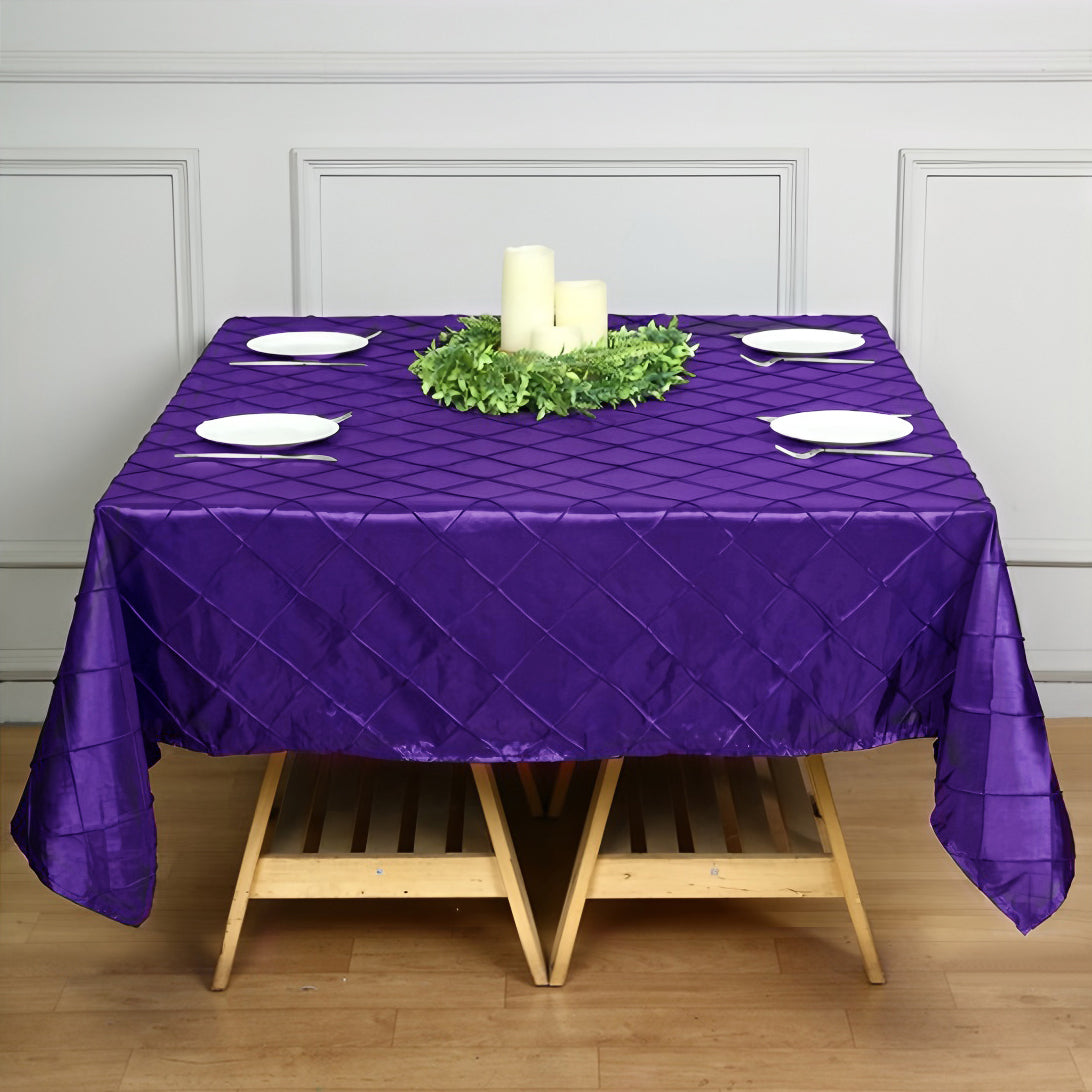 Polyester Solid Plaid Textured Tablecloth Square Purple