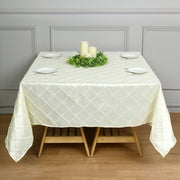 Polyester Solid Plaid Textured Tablecloth Square Cream