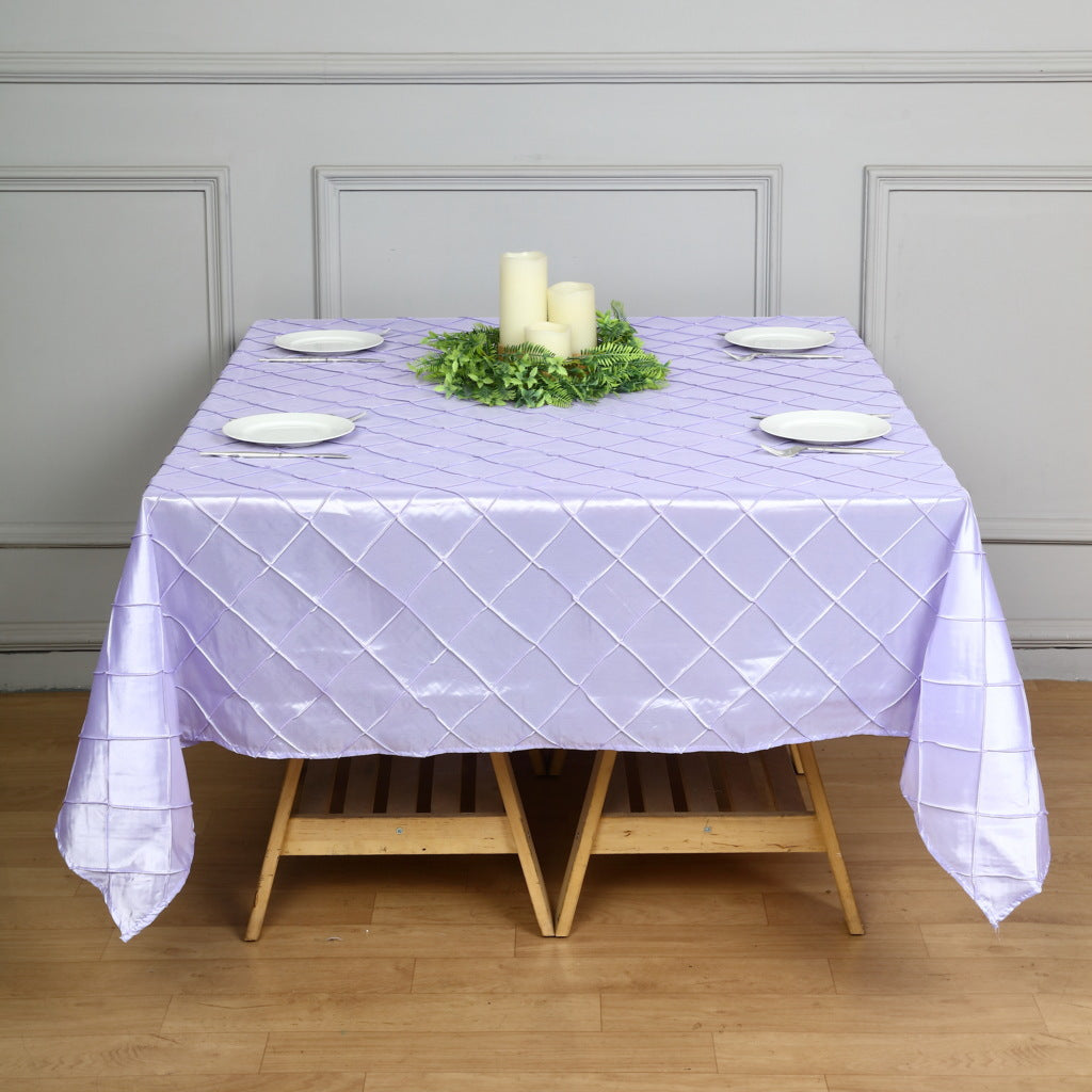 Polyester Solid Plaid Textured Tablecloth Square Light Purple