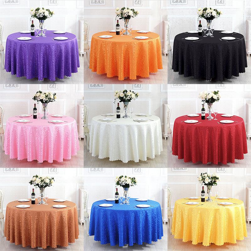 Portofino Scalloped Damask Fabric Round Tablecloth Pink